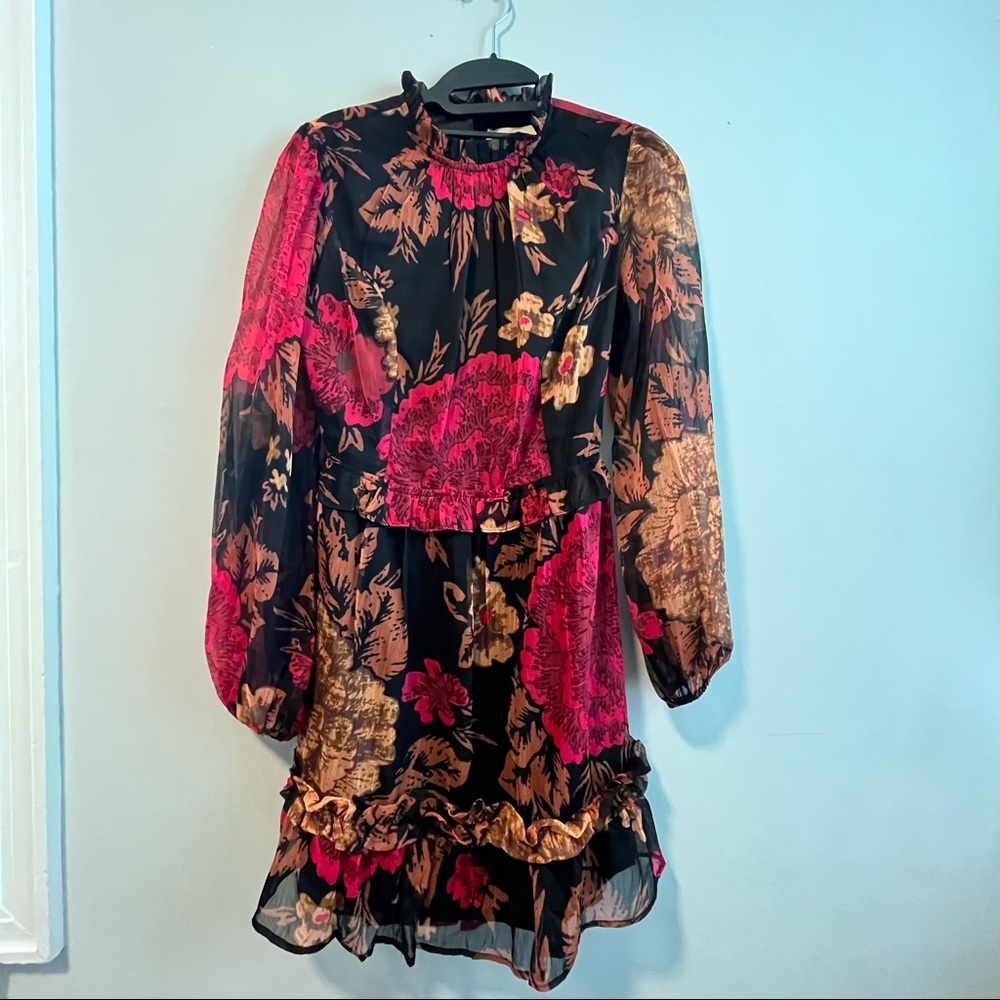 Puff Sleeve Floral Mini Dress